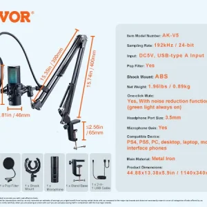 VEVOR USB Microphone for Podcast Recording